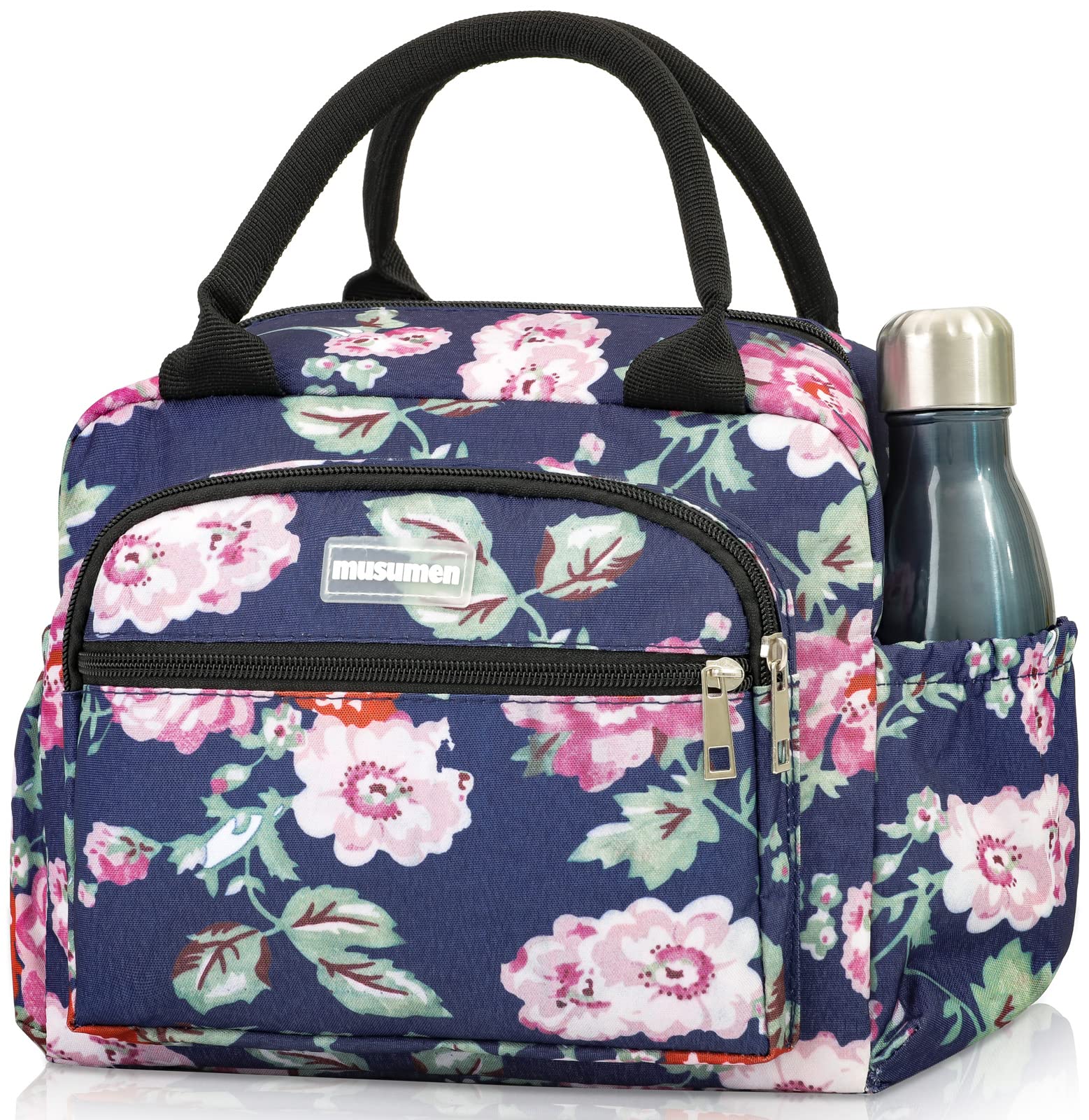 musumen Triple Insulated Lunch Bag for Women - 300D Oxford Fabric, Leak-Proof, Waterproof, and Spacious with Multiple Pockets