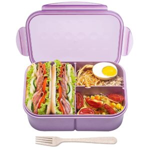 MISS BIG Bento Box, Bento Lunch Box,Ideal Leak Proof Bento Boxes for kids,Mom’s Choice Kids Lunch Box, No BPAs and No Chemical Dyes,Microwave and Dishwasher Safe(White L & Purple L)