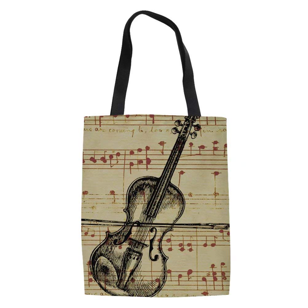 Beauty Collector Violin Canvas Tote Bag Shoulder Bag Handbags Shopping Bag Gift Bag for Party