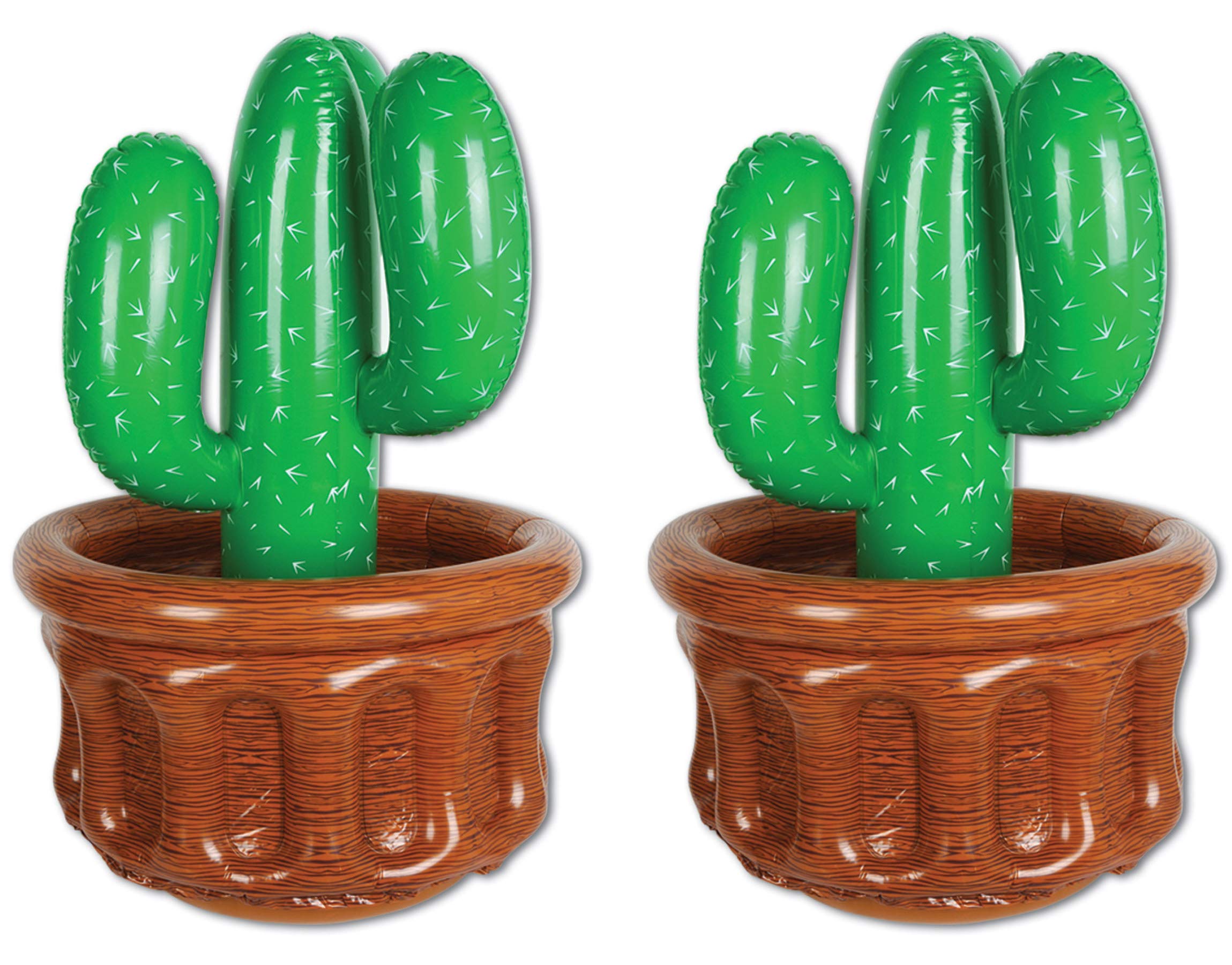 Beistle Inflatable Cactus Coolers, 2 Pack, 26” x 18”, Each Holds Approx. 24 12 oz. Cans - Drink Cooler, Drink Containers for Parties, Cactus Party Decorations, Western Fiesta Party Decorations