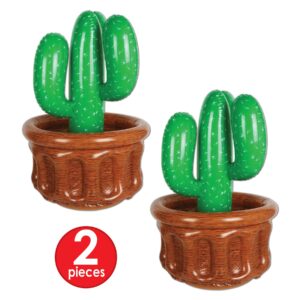 Beistle Inflatable Cactus Coolers, 2 Pack, 26” x 18”, Each Holds Approx. 24 12 oz. Cans - Drink Cooler, Drink Containers for Parties, Cactus Party Decorations, Western Fiesta Party Decorations