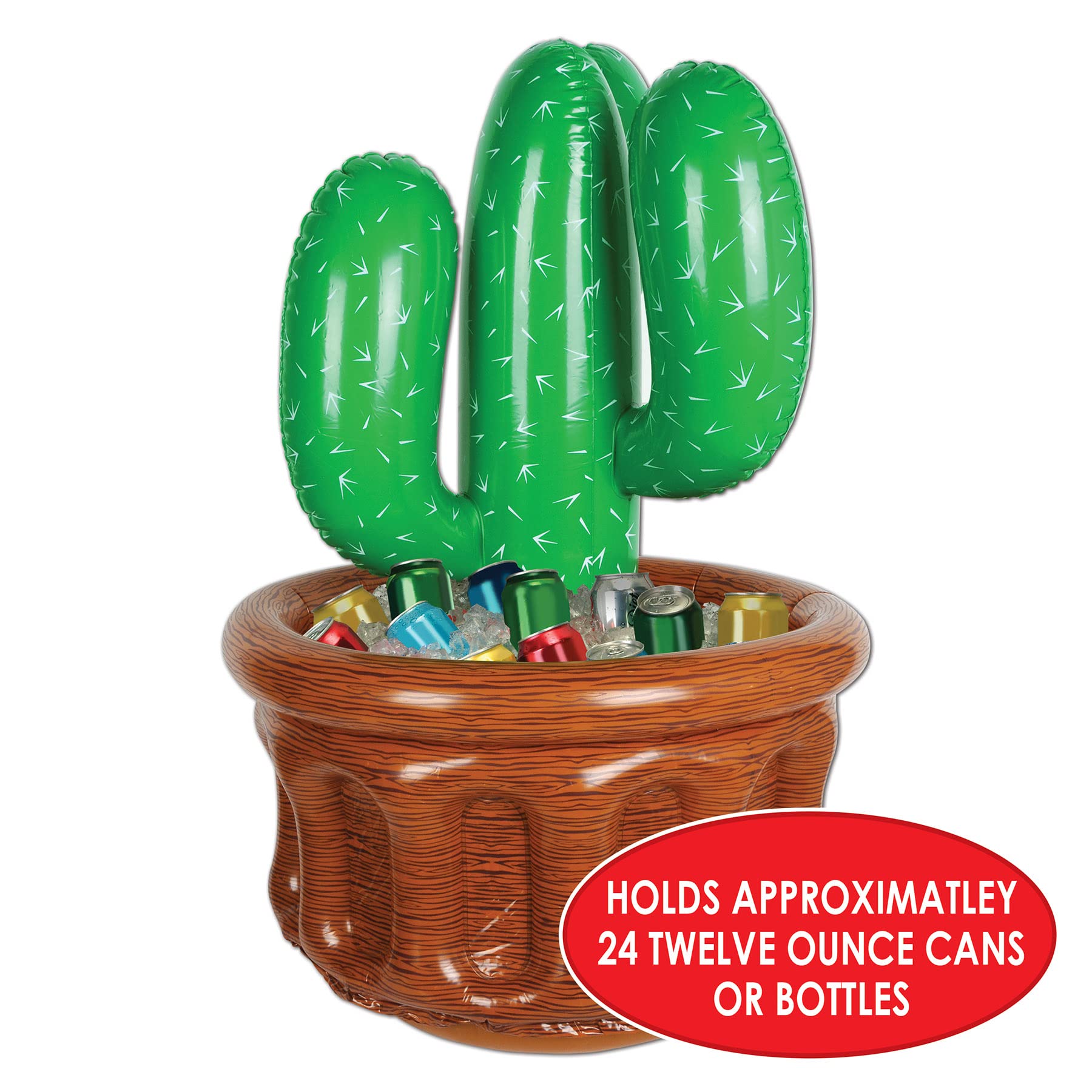 Beistle Inflatable Cactus Coolers, 2 Pack, 26” x 18”, Each Holds Approx. 24 12 oz. Cans - Drink Cooler, Drink Containers for Parties, Cactus Party Decorations, Western Fiesta Party Decorations