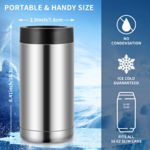 Olerd 16oz Double wall Stainless Steel Insulated Can Cooler, Bottle or Tumbler for Slim Beer & Hard Seltzer Cans, Beer Bottle Holder (Silver)