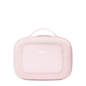 corkcicle crushproof cooler lunch box, reuseable water resistant insulated lunch box, perfect for traveling with wine, beer, ice packs, and lunches, rose quartz neoprene, back to school