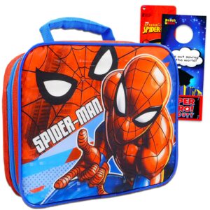 marvel spiderman lunch bag set for boys - bundle with superhero insulated school lunch box with spiderman stickers and more