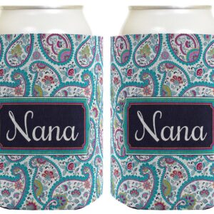 Mother's Day Gift for Nana Cute Paisley 2 Pack Can Coolie Drink Coolers Coolies Paisley