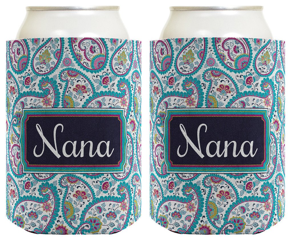 Mother's Day Gift for Nana Cute Paisley 2 Pack Can Coolie Drink Coolers Coolies Paisley