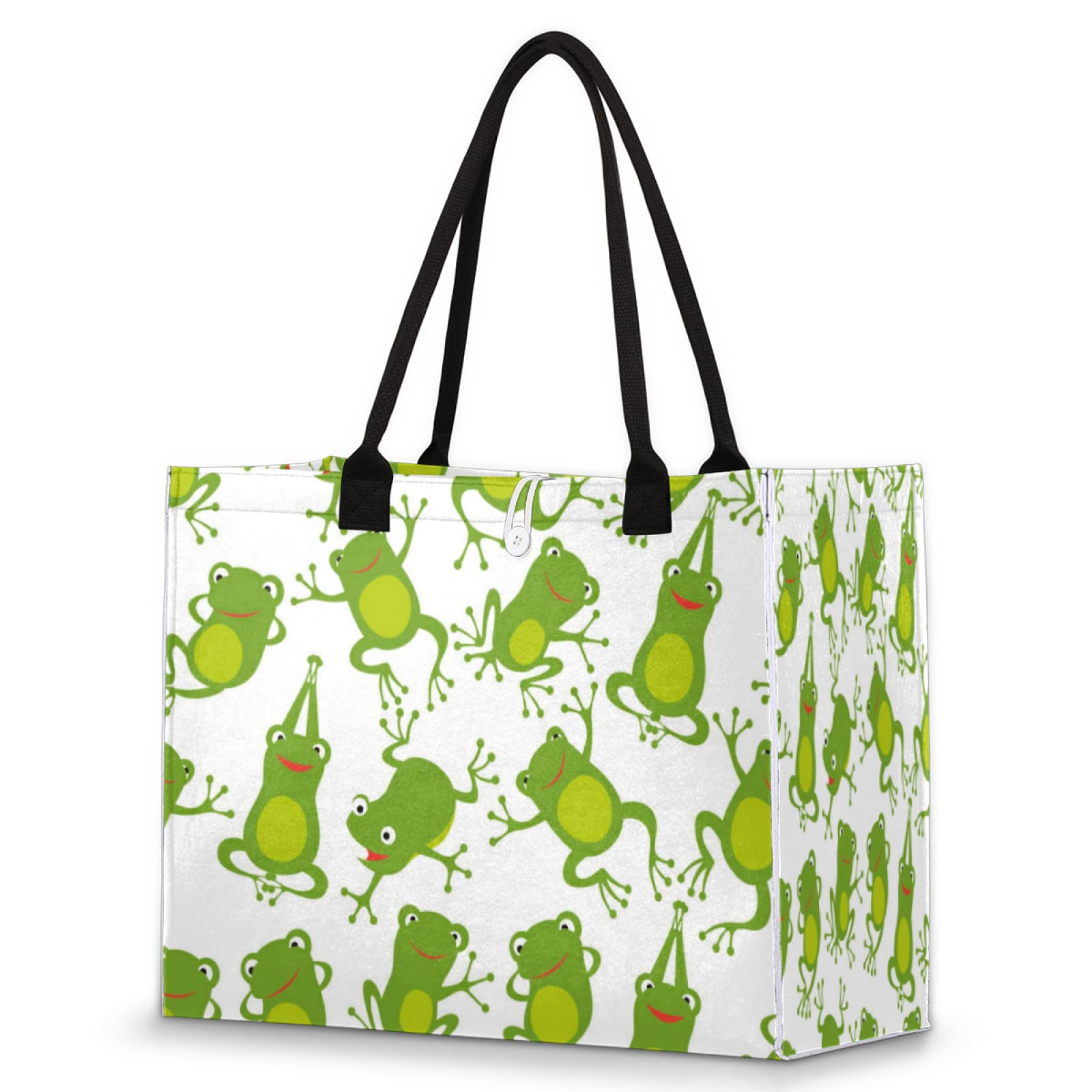 Pardick Frog Cute Tote Bag For Women Travel Bag Reusable Grocery Bag Utility Tote For Work Shopping Pool Beach Bag for Gift Outdoor