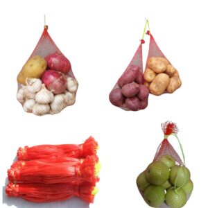 100 pcs reusable produce drawstring mesh bag. perfect 16 inches net bag for storage fruits、 vegetables、 seafood and other agricultural products. upgrade to eco friendly plastic material .