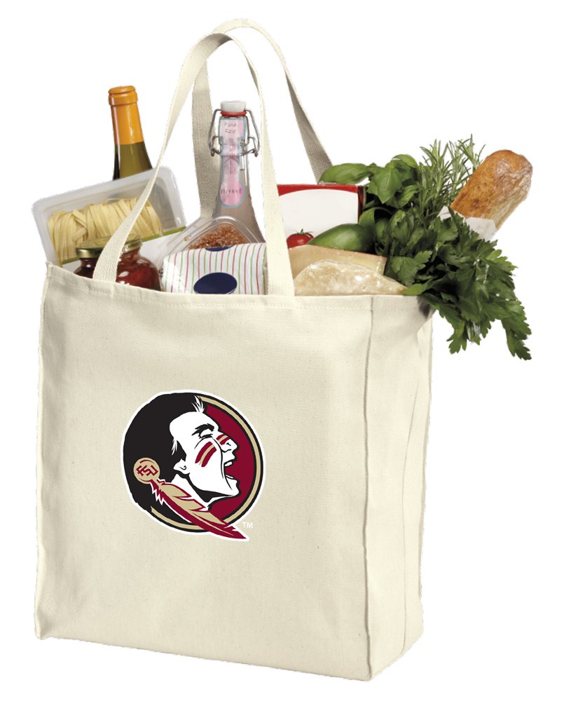 Reusable Florida State Grocery Bags or FSU Shopping Bags NATURAL COTTON One Size