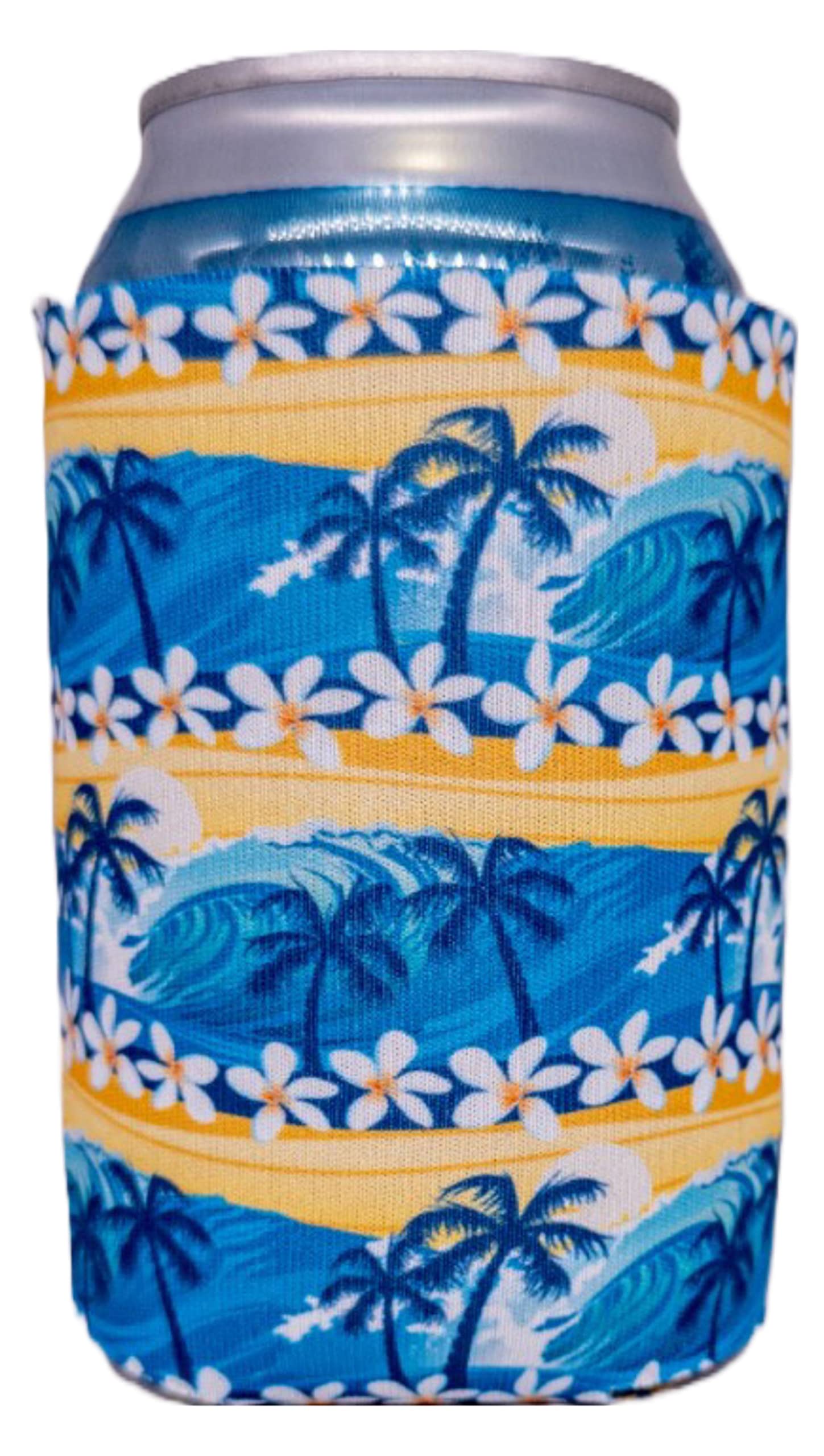 Waves Tropical Beach Pattern Collapsible Can Coolie