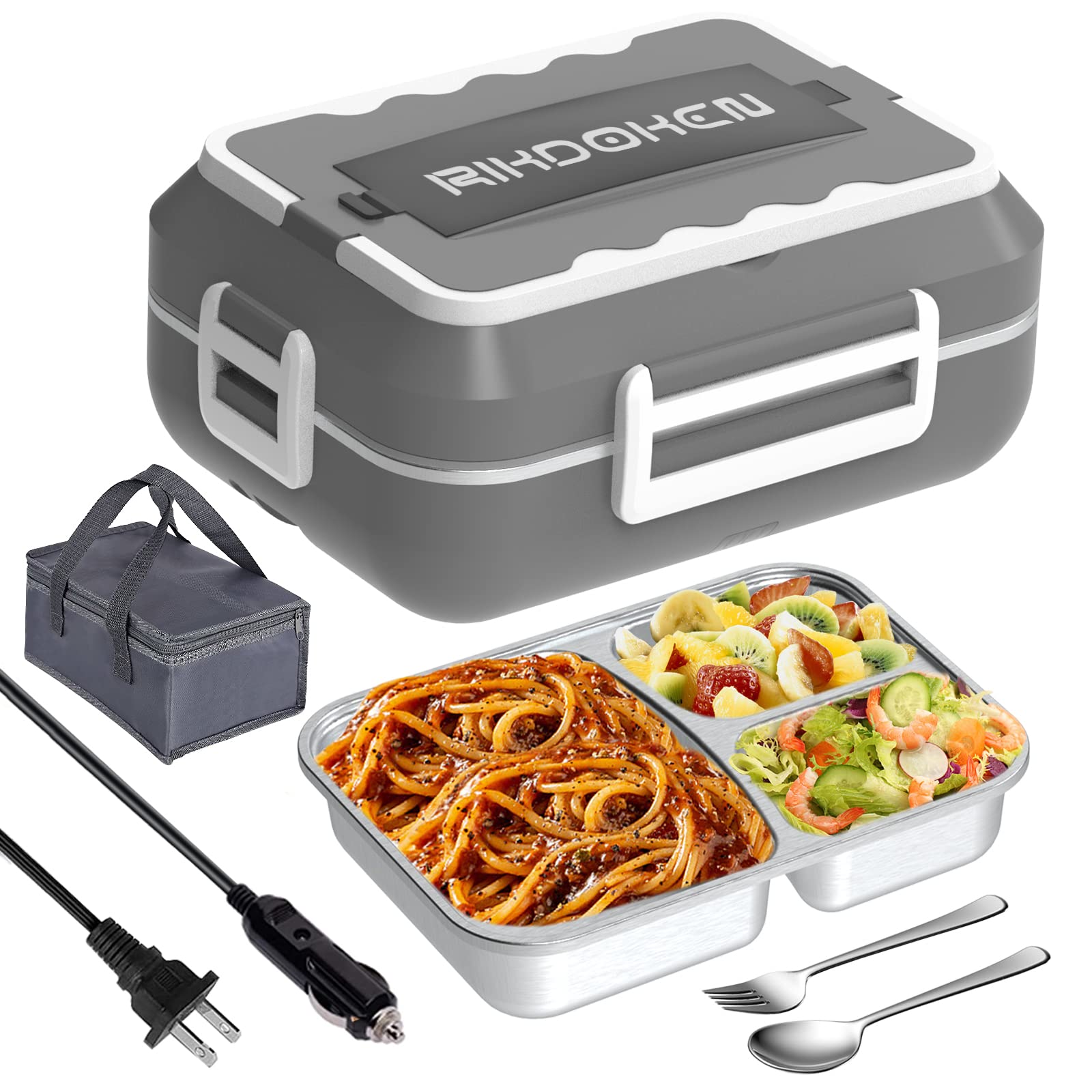 RIKDOKEN 1X Bento Box Lunch Box, 1X Electric Lunch Box Food Warmer