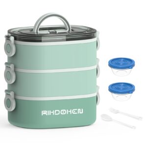 RIKDOKEN 1X Bento Box Lunch Box, 1X Electric Lunch Box Food Warmer