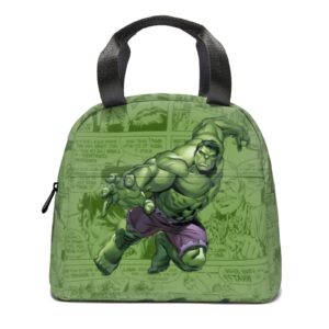 grehge mnbvcx green insulated lunch bag comics lunch box portable lunch kit for men women travel picnic beach