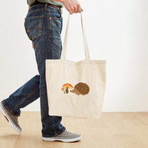CafePress Hedgehog With Mushrooms Tote Bag Canvas Tote Shopping Bag