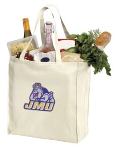 reusable james madison university grocery bags or jmu shopping bags natural cotton one size