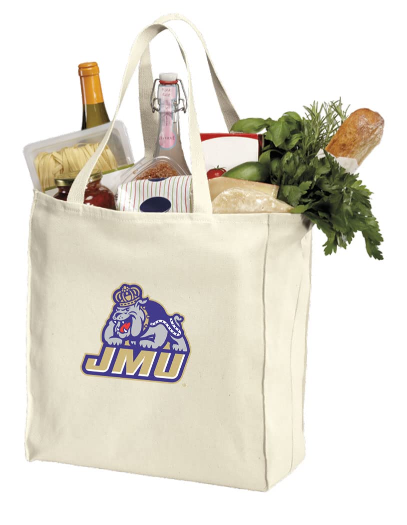 Reusable James Madison University Grocery Bags or JMU Shopping Bags NATURAL COTTON One Size