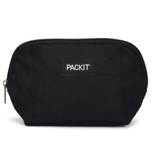 PackIt Freezable Lunch Bag with Zip Closure, Black Freezable Snack Bag, Black