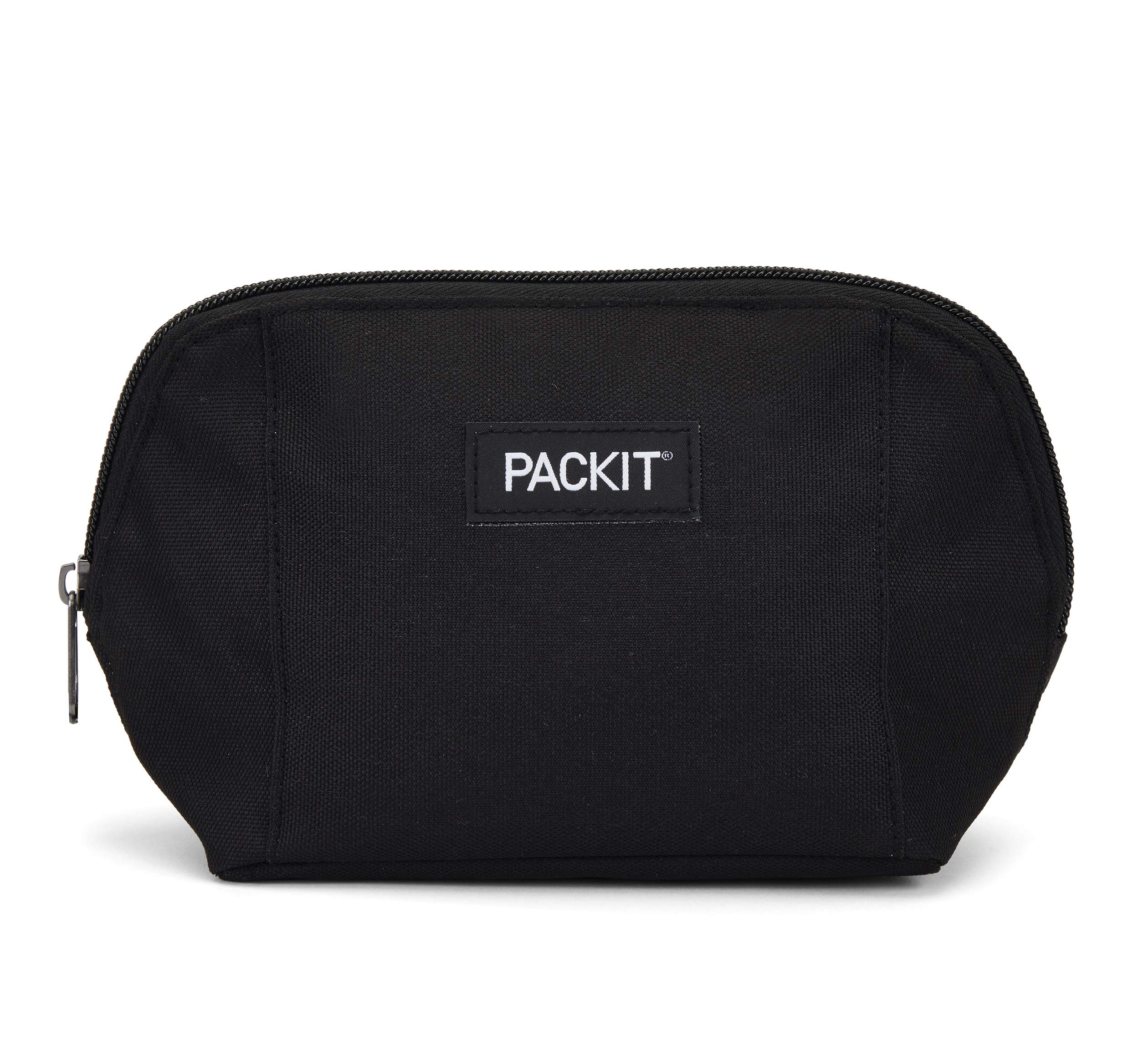 PackIt Freezable Lunch Bag with Zip Closure, Black Freezable Snack Bag, Black