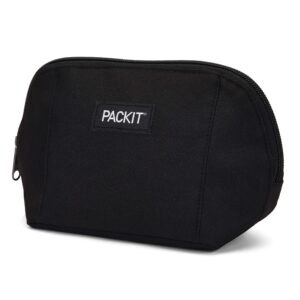 PackIt Freezable Lunch Bag with Zip Closure, Black Freezable Snack Bag, Black