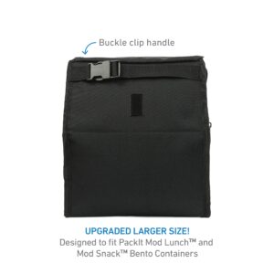 PackIt Freezable Lunch Bag with Zip Closure, Black Freezable Snack Bag, Black