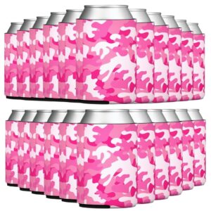 tahoebay blank beer can cooler sleeves (25-pack) bulk sublimation blanks for vinyl plain collapsible foam can sleeves coolers for soda cans & bottles black white assorted solid color (pink camo)