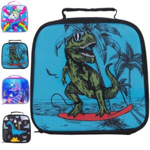 gxtvo Lunch Box for Boys, Dinosaur Insulated Bag, Dino Kids Portable Thermal Organizer