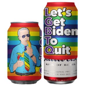 beersy silicone sleeve beer can cover - insulated can sleeve - novelty disguise for outdoors, golf, parties, concerts, tailgate - hide a beer to look like soda, fits 12 oz can (lets get biden to quit)