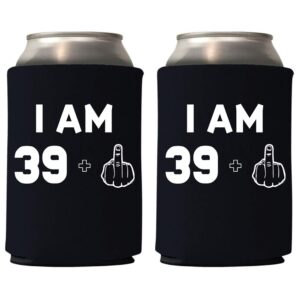 veracco i am 39+1 middle finger years can coolie holder 40th birthday gift forty and fabulous party favors decorations (black, 6)