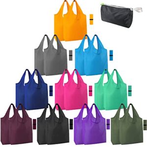 beegreen 20 pack reusable grocery bags w storage pouch reusable shopping bags bulk w elastic band colorful 50lbs x-large foldable fabric bags machine washable heavy duty tote bags for groceries