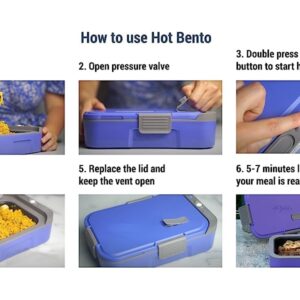 Hot Bento – Self Heated Lunch Box and Food Warmer – Battery Powered, Portable, Cordless, Hot Meals for Office, Travel, Jobsite, Picnics, Outdoor Recreation, Kitchen Meal Prep (Titanium) (HB-T-1)