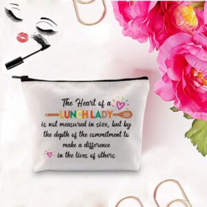 PXTIDY Lunch Lady Gifts Lunch Lady Appreciation Gift Makeup Bag The Heart of a Lunch Lady is Not Measured in Size Thank You Gift for Lunch Lady Cooker Cafeteria Worker