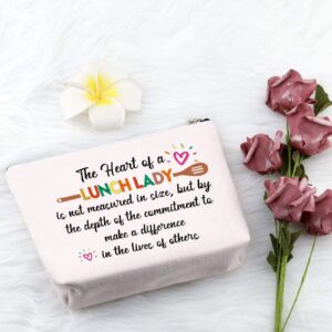 PXTIDY Lunch Lady Gifts Lunch Lady Appreciation Gift Makeup Bag The Heart of a Lunch Lady is Not Measured in Size Thank You Gift for Lunch Lady Cooker Cafeteria Worker