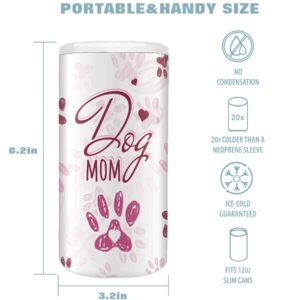 Sloozie Skinny Can Cozie 12 oz. Skinny Insulated Can Cooler - Funny Slim Coozies for Tall Beer Cans And Hard Seltzer Mom Gift For Dog Lover Dog Mom