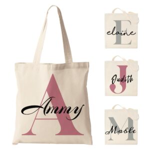 easycosy personalized initial tote bag for women custom canvas bag gift for wedding birthday customized shoulder bag