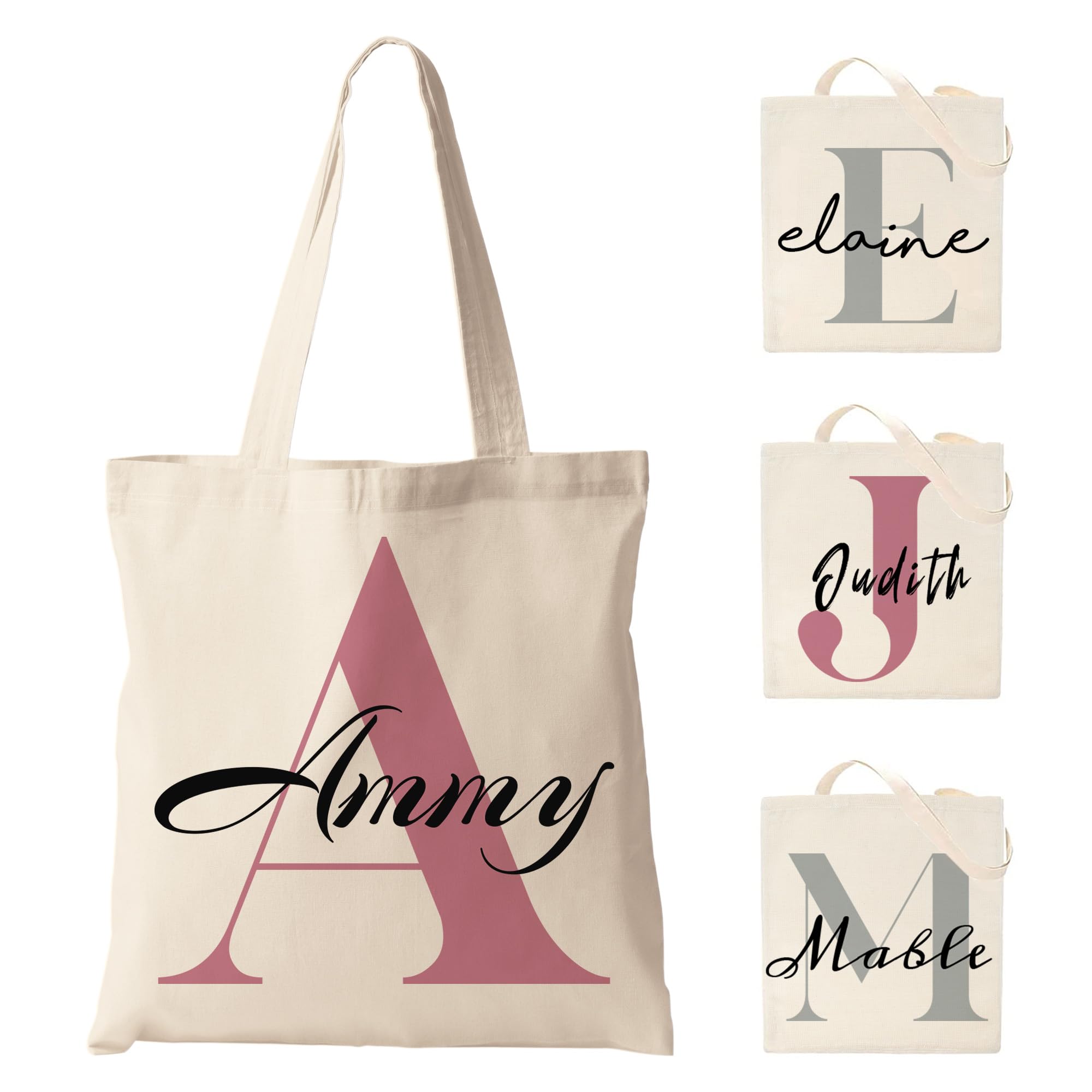 Easycosy Personalized Initial Tote Bag for Women Custom Canvas Bag Gift for Wedding Birthday Customized Shoulder Bag