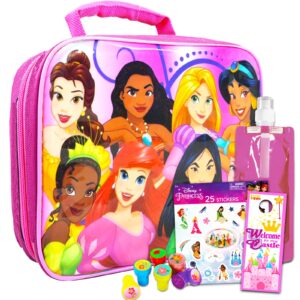 classic disney disney princess school supplies bundle princess lunch box set - 5 pc princess lunch box with stampers, stickers, water bottle, and more (disney lunch bag)