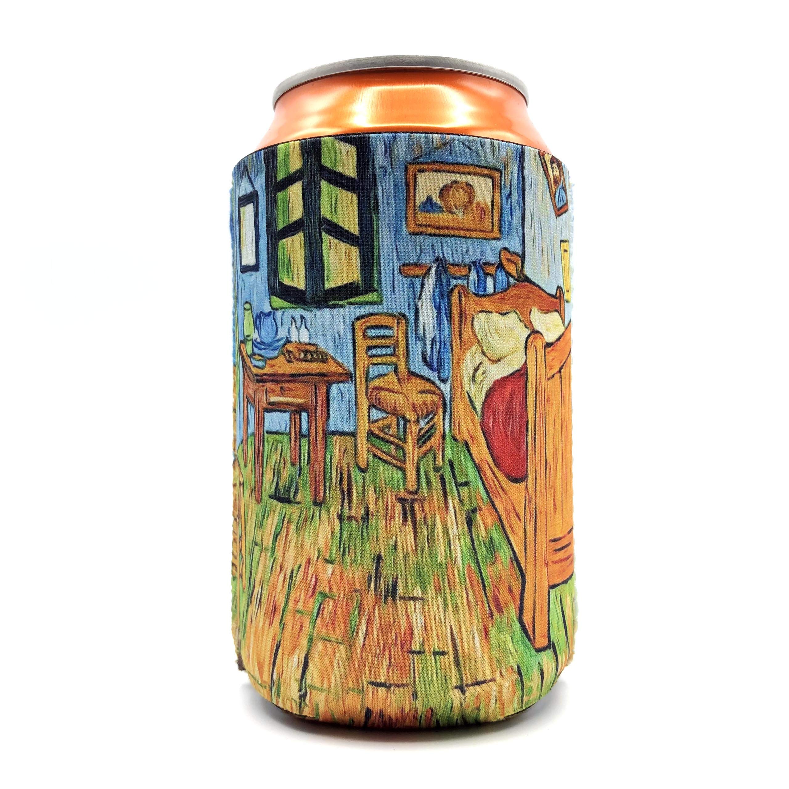 EXIT82ART - Insulated Neoprene Can Coolers, Set of 4, Van Gogh Paintings, Fits 12 oz Cans and Longnecks, Collapsible, Dishwasher Safe.