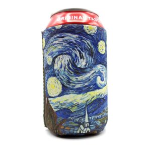 EXIT82ART - Insulated Neoprene Can Coolers, Set of 4, Van Gogh Paintings, Fits 12 oz Cans and Longnecks, Collapsible, Dishwasher Safe.
