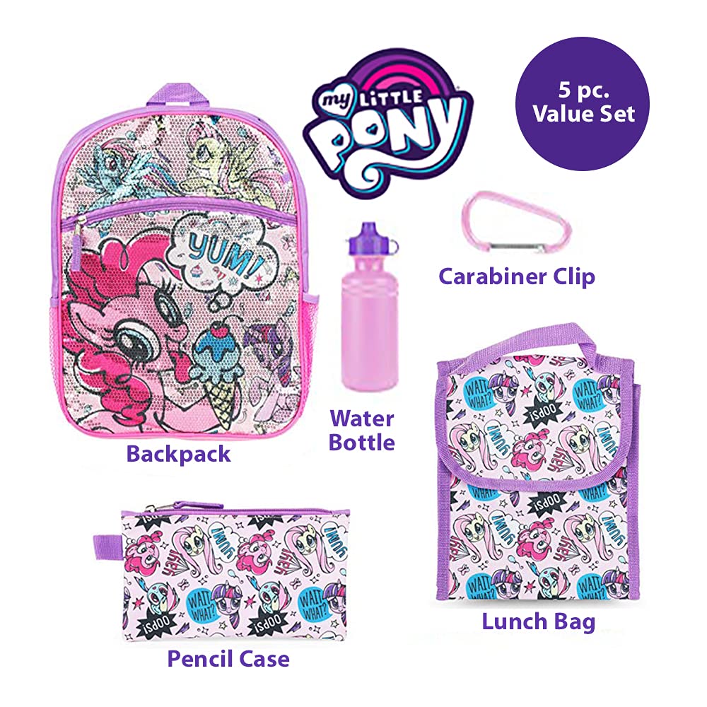 RALME My Little Pony Purple Sequin Back to School Essentials Set for Girls