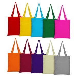 bagand multicolor cotton tote bags with handle | 10 pack bulk tote bags,cotton fabric, economic and eco-friendly, reusable shopping bags, shopping cloth bags, colorful blank