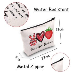 JXGZSO Strawberry Lover Gift Funny Banana Lunch Bag Peace Love Strawberries Makeup Storage Bag Fruit Themed Party Favor Bag