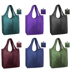 beegreen cute tote bag 6 pack reusable grocery bags w pouch bulk x-large 50lbs machine washable nylon fabrics foldable grocery bags durable waterproof for men women shopping bags penguin