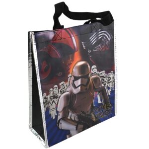 u.p.d., inc. star wars reusable tote bag - the force awaken for boys and girls, medium sized silver foil trim kids, perfect grocery bag, birthday gift kids party favors black