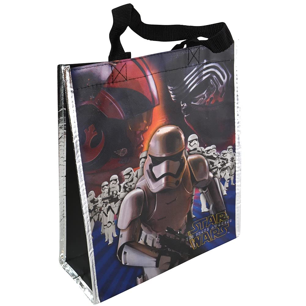 U.P.D., Inc. Star Wars Reusable Tote Bag - The Force Awaken for Boys and Girls, Medium Sized Silver Foil Trim Kids, Perfect Grocery Bag, Birthday Gift Kids Party Favors Black