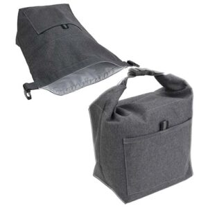ariel edge durable roll-top insulated lunch tote bag, charcoal, unisex