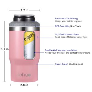 Jahao 4-in-1 Can Cooler, Stainless Steel Double-Wall Vacuum Insulated Beer Cooler/Can Holder/Slim Can Coolers for 12oz Cans, Slim Cans and Beer Bottles, or as a 14oz Coffee Mug