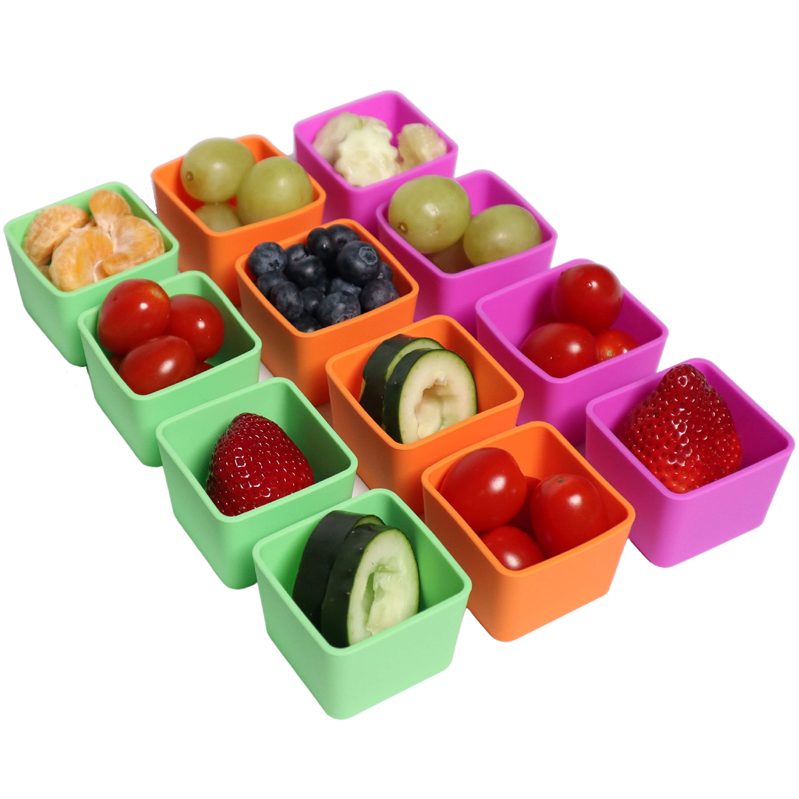 Square Silicone Lunch Box Dividers 12pcs - Bento Box Divider 2"x2"x1.5" - Cupcake Baking Cups - Bento Box Accessories Meal Prep Containers