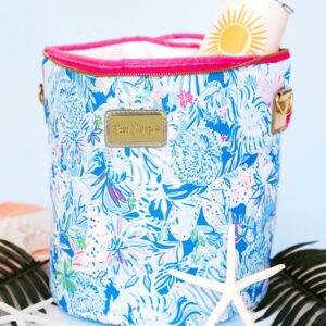 Lilly Pulitzer Insulated Soft Beach Cooler with Adjustable/Removable Strap and Double Zipper Close, Lion Around