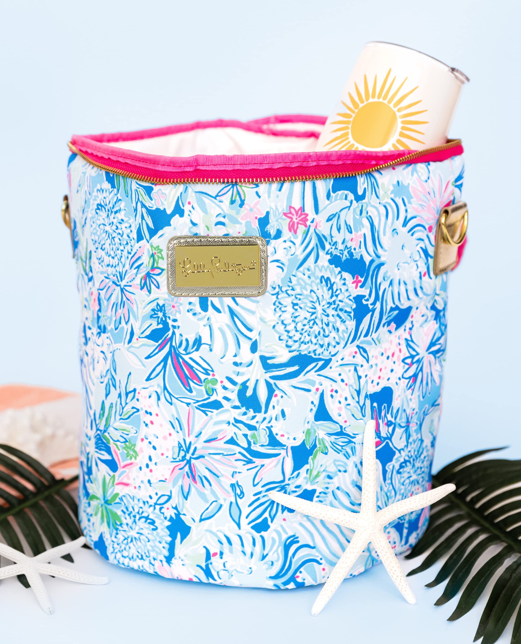 Lilly Pulitzer Insulated Soft Beach Cooler with Adjustable/Removable Strap and Double Zipper Close, Lion Around